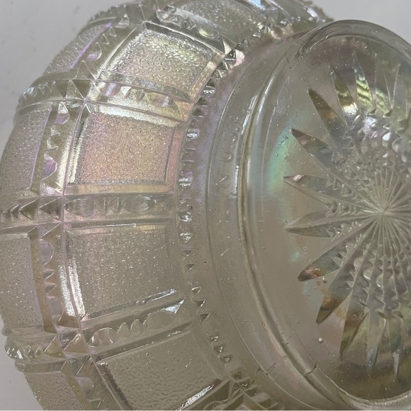 Vintage Lenox Imperial Glass Beaded Block Frosted Iridescent Bowl Dish - Picture 6 of 7